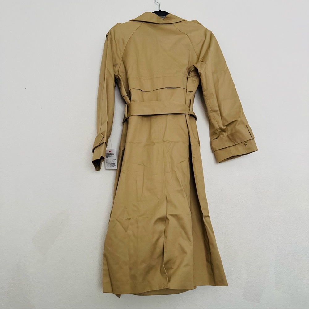ASOS DESIGN Longline Trenchcoat in Khaki Size 8 Tall - Picture 13 of 16